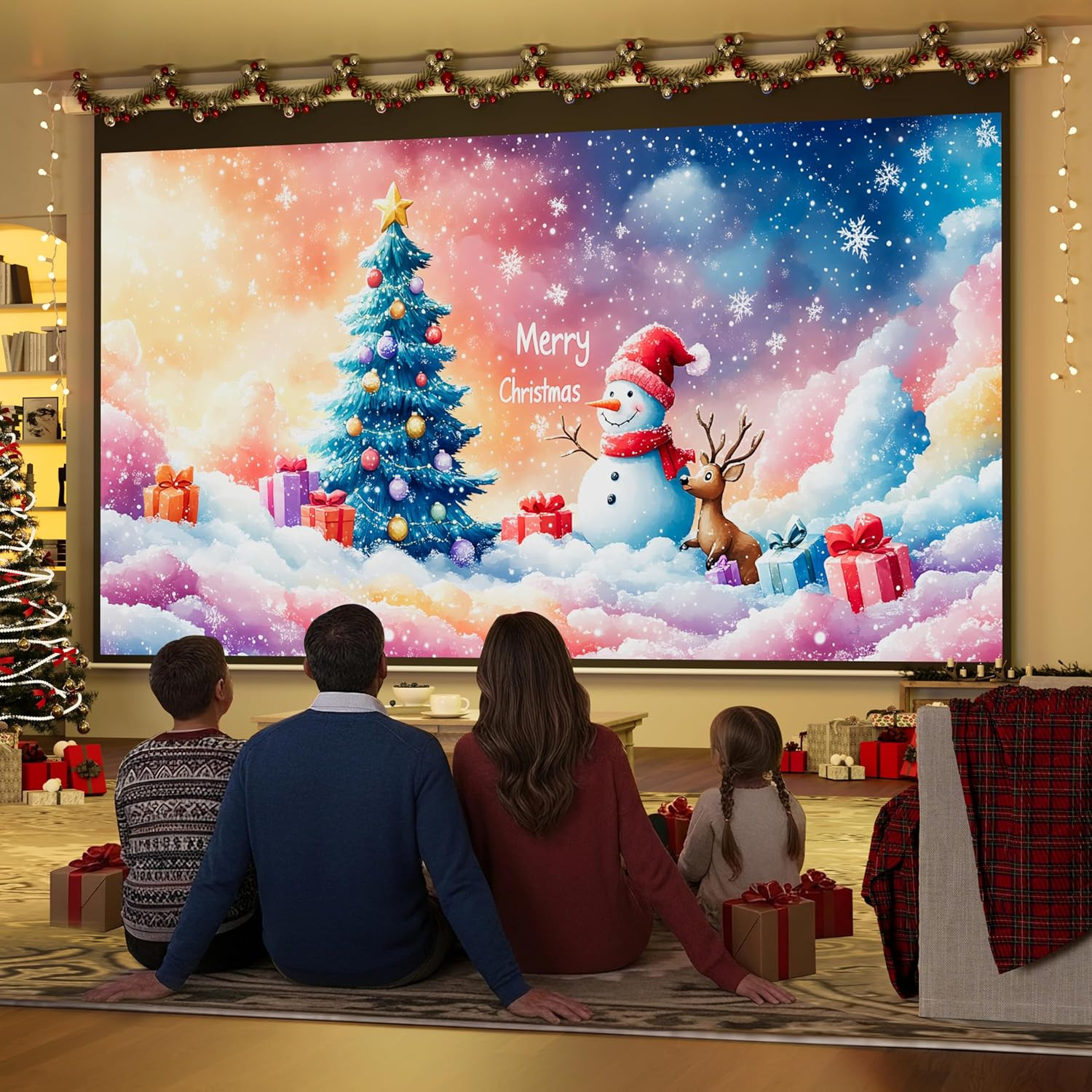 150" Projector Screen Motorized 16:9 4K HD Pull down Retractable Screen