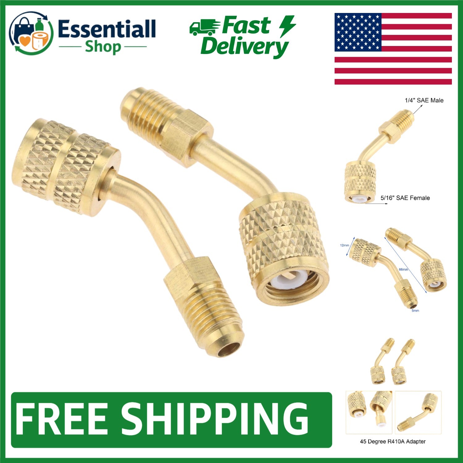 Durable R410A 5/16 to 1/4 SAE Swivel Adapter for Mini Split Systems