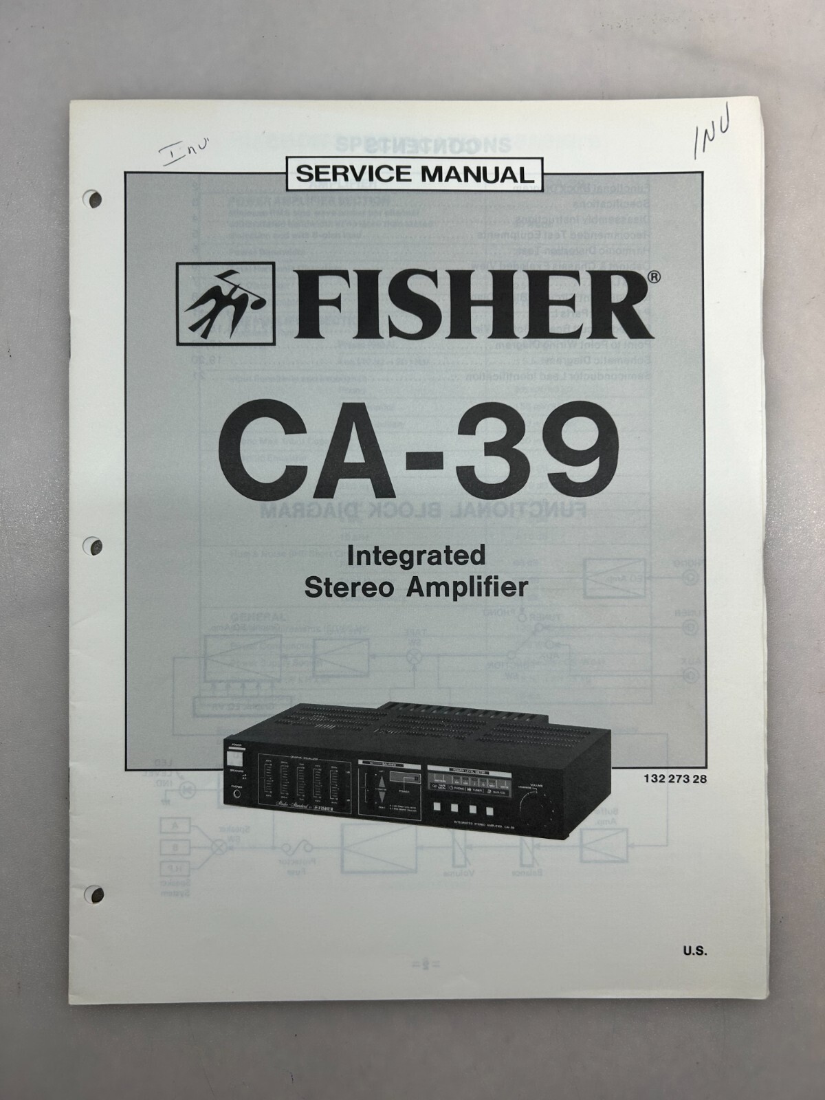 Fisher CA-39 Original Service Manual Free Shipping