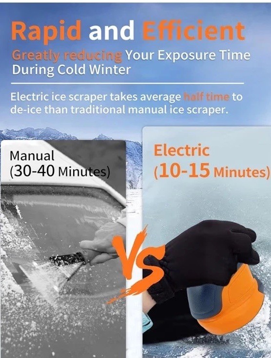 Electric Ice Scraper Car Windshield, Cordless Portable Handheld USB Rechargeable