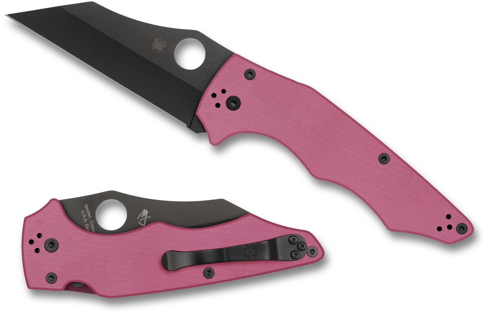 SPYDERCO  YoJumbo 2, Sprint Run, Pink G-10 Scales, CPM S30V Steel, C253GPNBKP