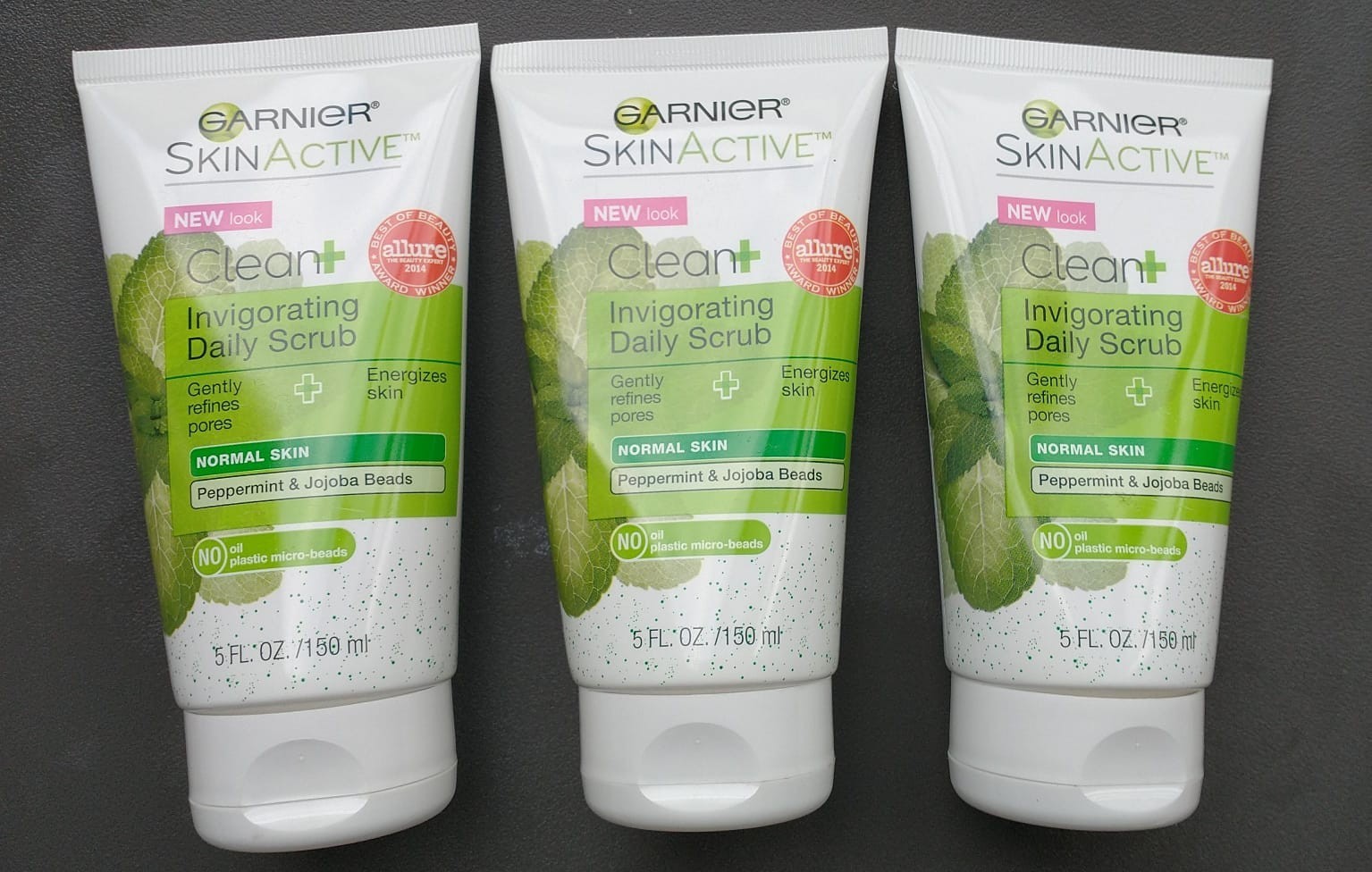 3 Tubes Garnier Clean Invigorating Daily Scrub Normal Skin Pepperming 5 oz each