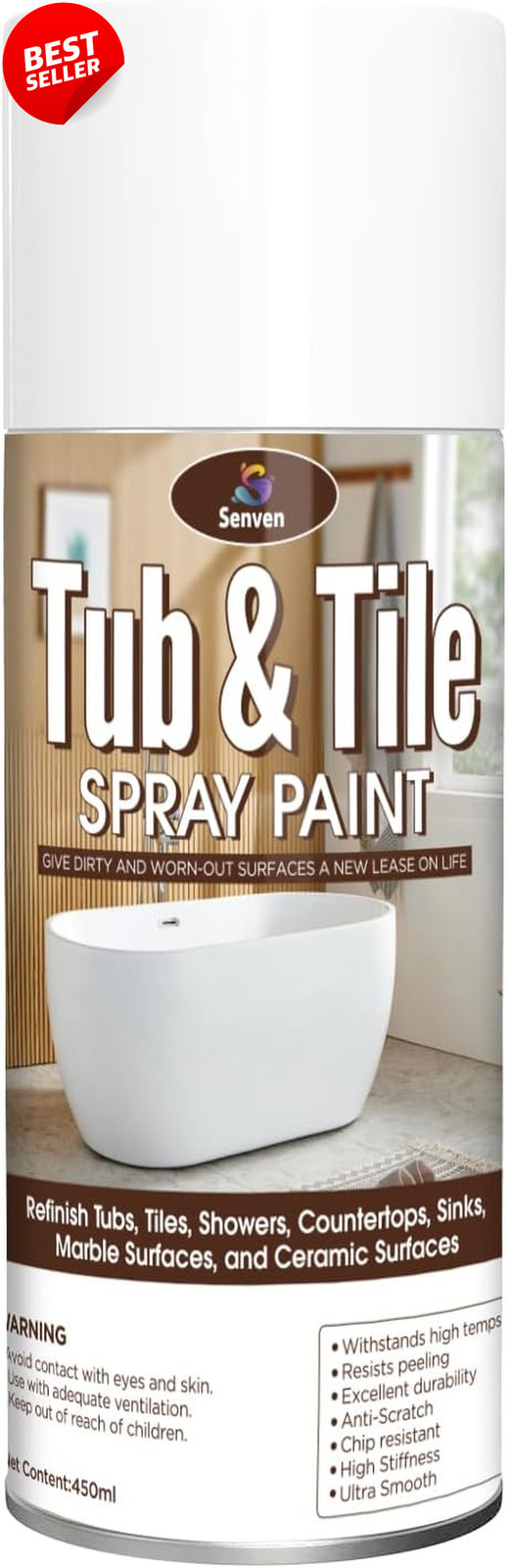 Tub and Tile Spray Paint White Gloss for Ceramic Porcelain Fiberglass Bath - US