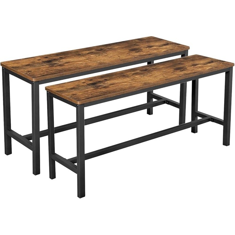 Dining Bench Industrial Steel Frame, for Kitchen, Living Room Rustic 2 PCS