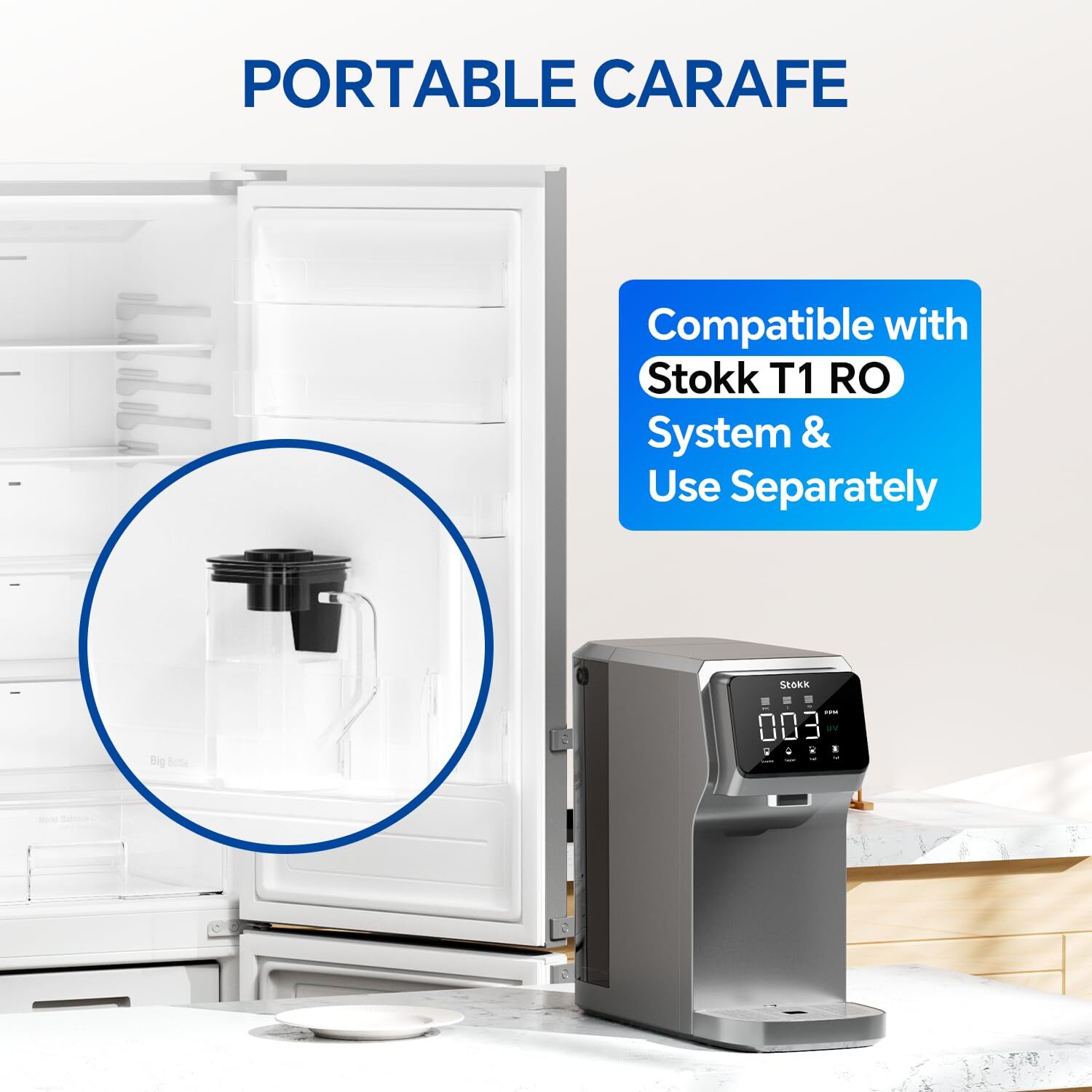 PT1-Lite Carafe, Replacement for T1 / T1 Lite / E1 Countertop Reverse Osmosis