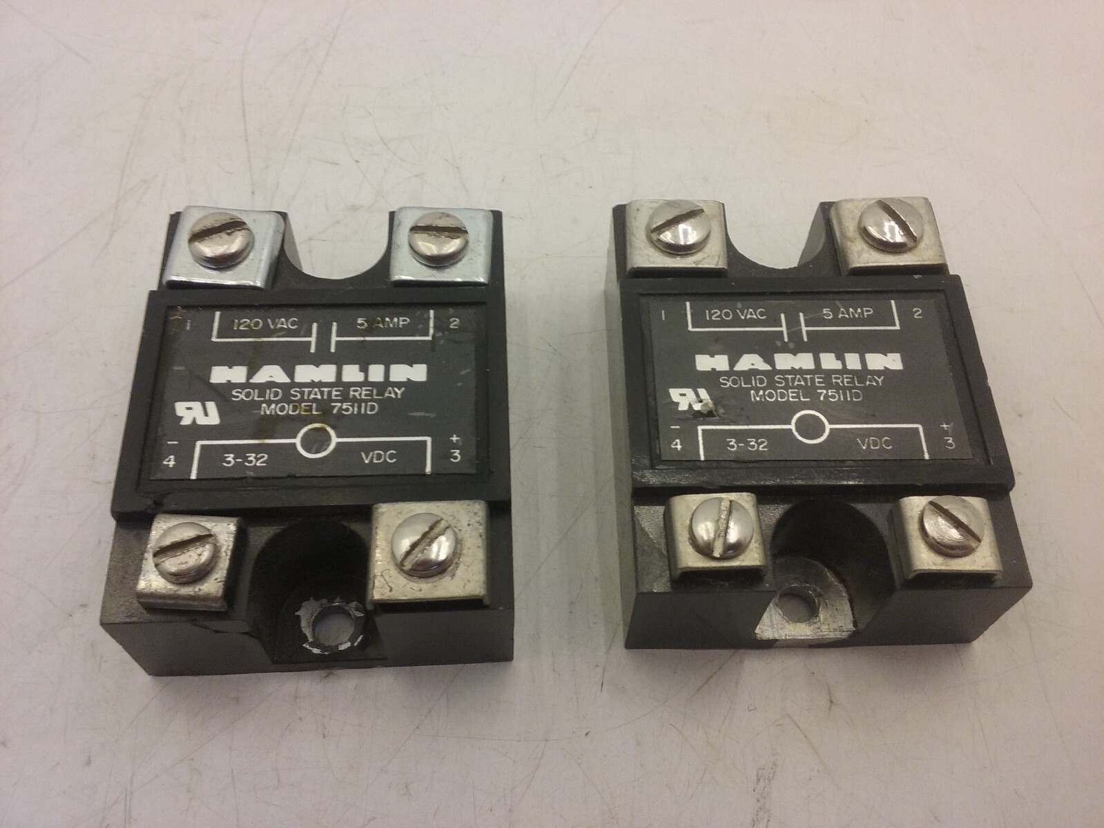 HAMLIN 7511D SOLID STATE RELAY 120V 5A 3-32VDC (LOT OF 2)