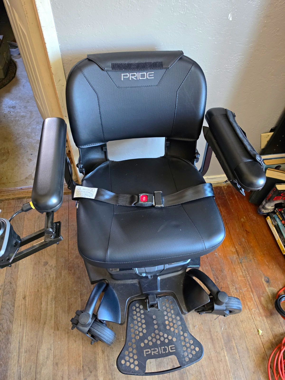 Pride Black Powerchair Mobility Chair w/ Seat Belt & Padded Armrests