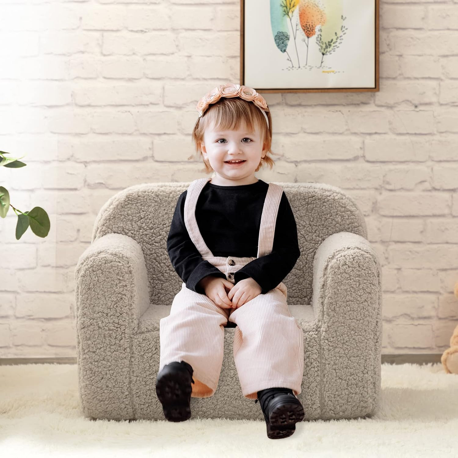 Silla rellena de espuma ultrasuave para niños, peluche para niños pequeños