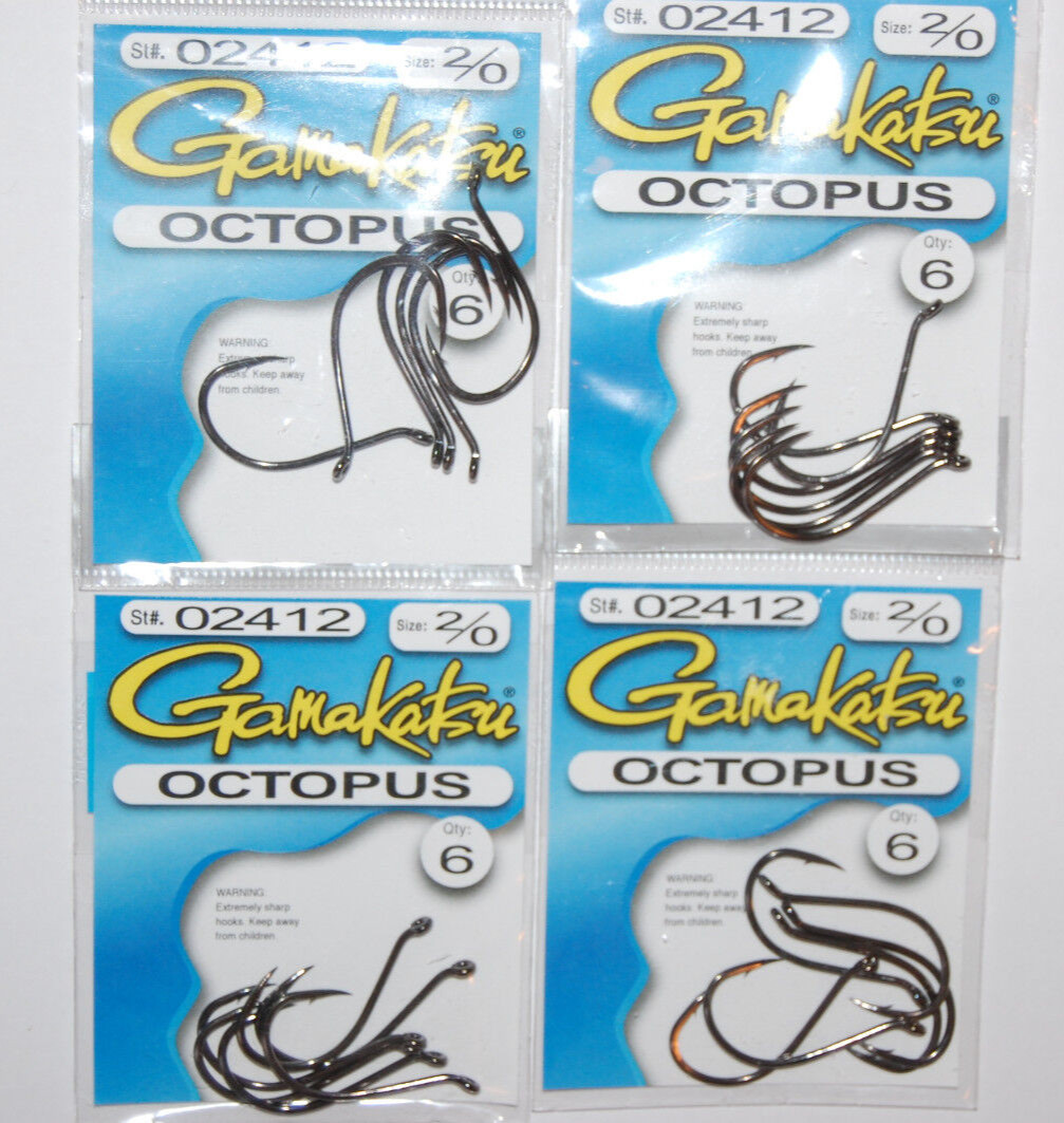4 packs gamakatsu octopus hook size 2/0  6 per pack # 02412  hooks