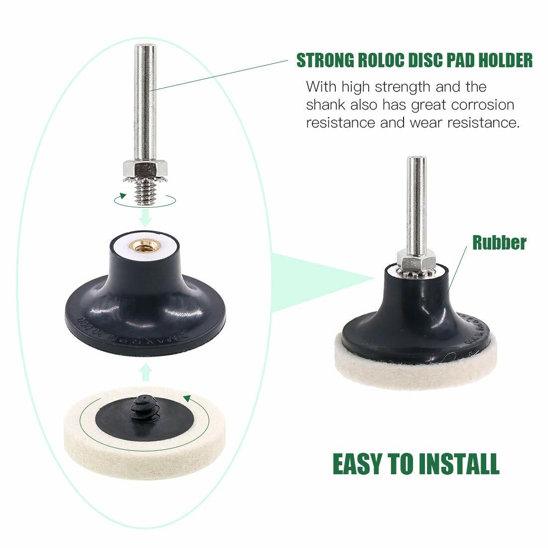 16PC 3" Quick Change Felt Buffing Disc Roll Lock Type R Compressed Wool Wheel