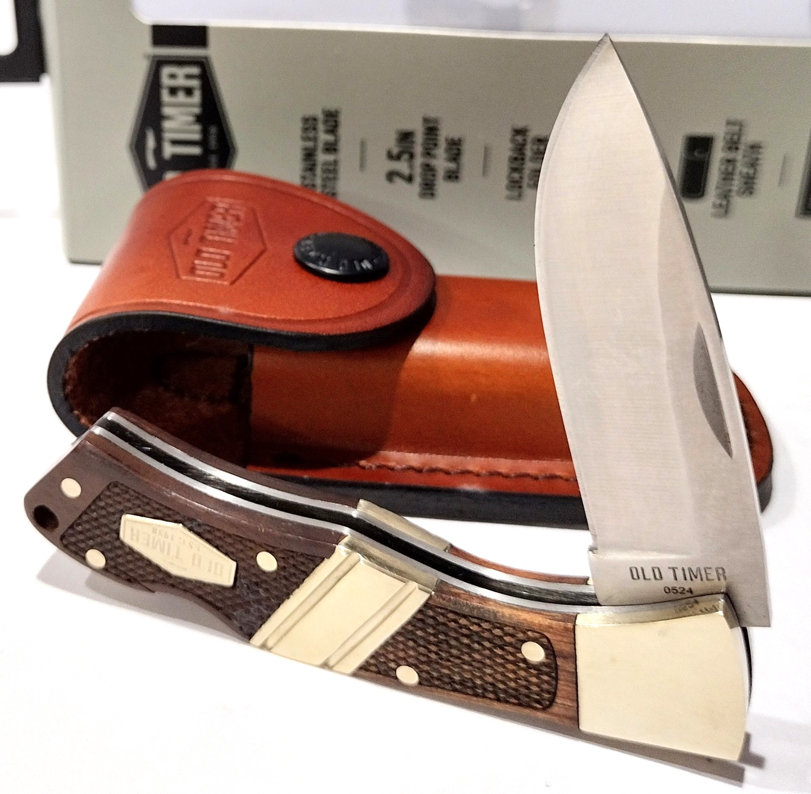 Schrade Old Timer Mountain Beaver Jr Lockback Skinning Knife Leather Sheath 28OT