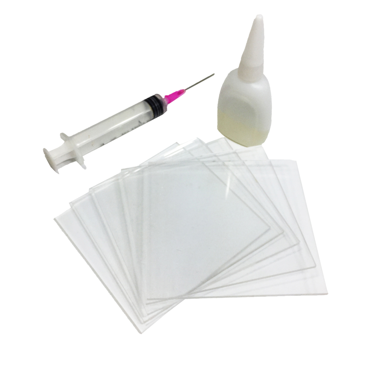 Acrylic Plexiglass DIY Kit 5 Sheets 1/8" x 4x4.25" 1oz Glue Applicator Included