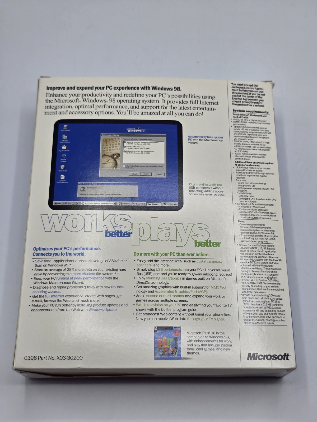 Microsoft Windows 98 Upgrade New Version CD-ROM w/Product Key & Book Big Box