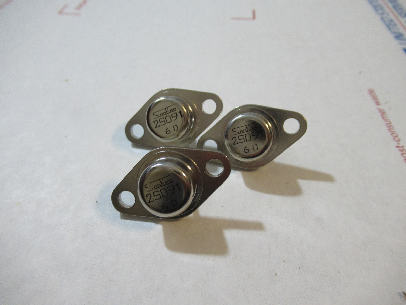 Lot of Three 2SD91 Original Sanken Silicon NPN Transistors NEW OLD STOCK
