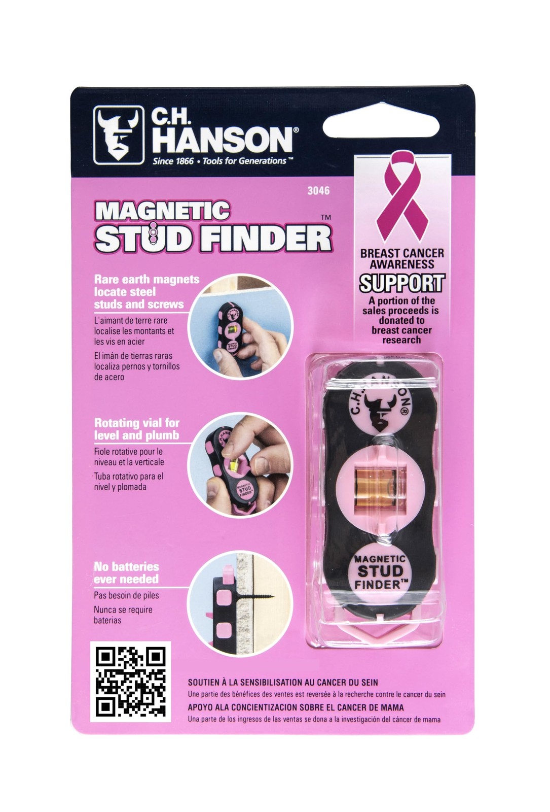 3046 - Magnetic Stud Finder-Pink