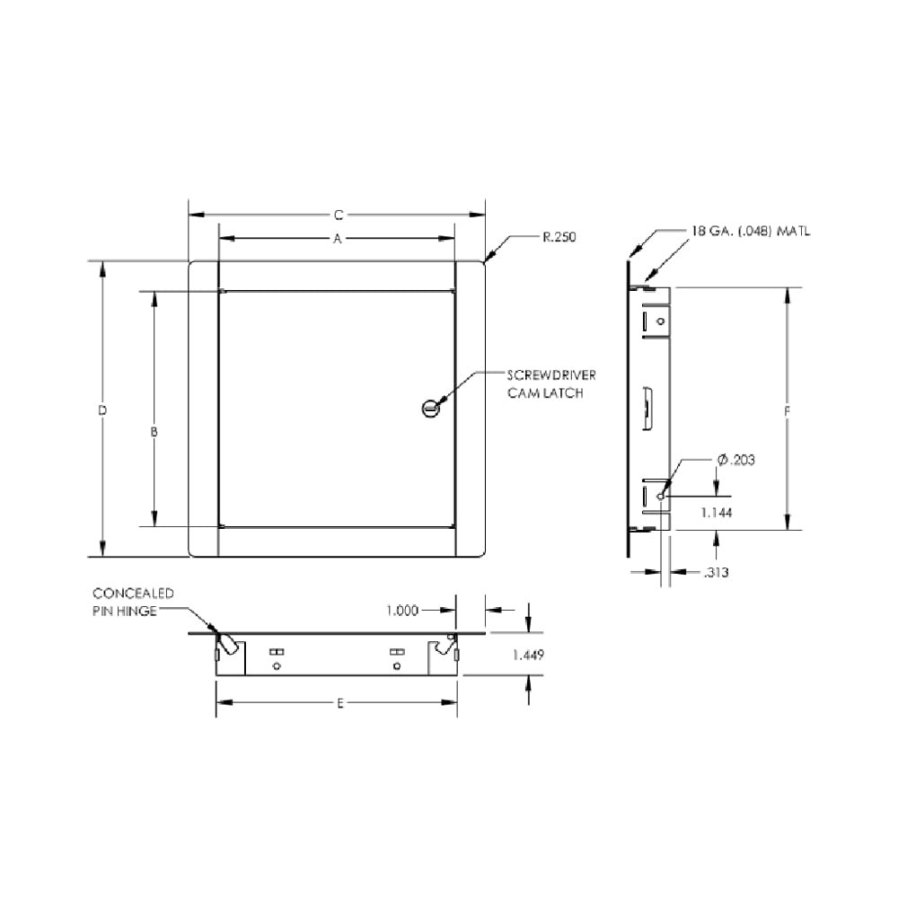ED-2002 Flush Access Door 12" x 12", White