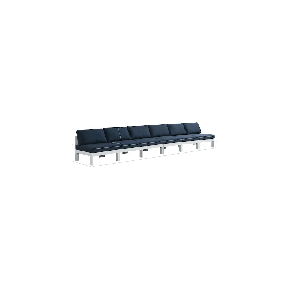 Nizuc Navy Water Resistant Fabric Outdoor Patio Modular Sofa