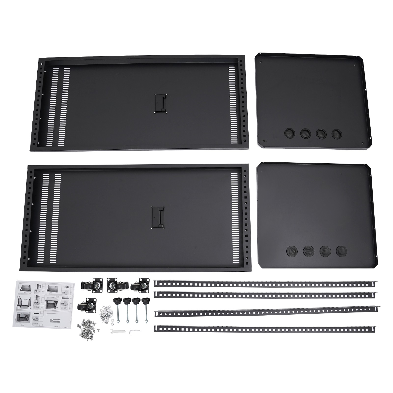 22U DJ Mixer Stand Rolling Stereo & Server Rack with Wheel Open Frame for Audio