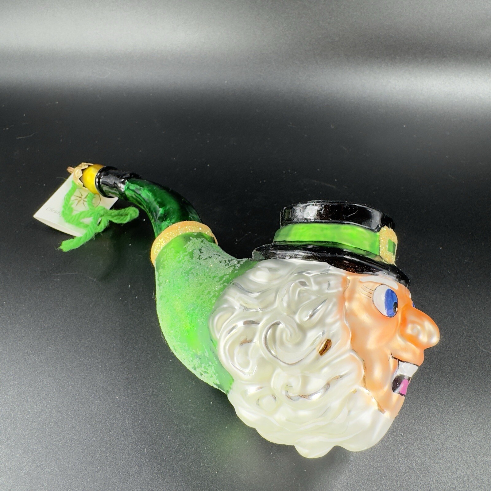 Christopher Radko Lucky Pipe Ornament Leprechaun Irish St Patricks W Sticker