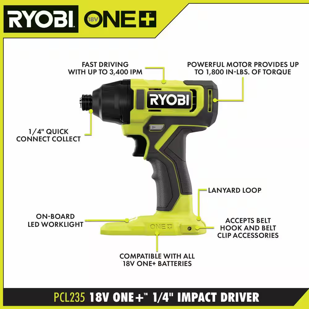 ONE+ 18V Cordless 2-Tool Combo Kit with Drill/Driver, Impact Driver, (2) 1.5 Ah