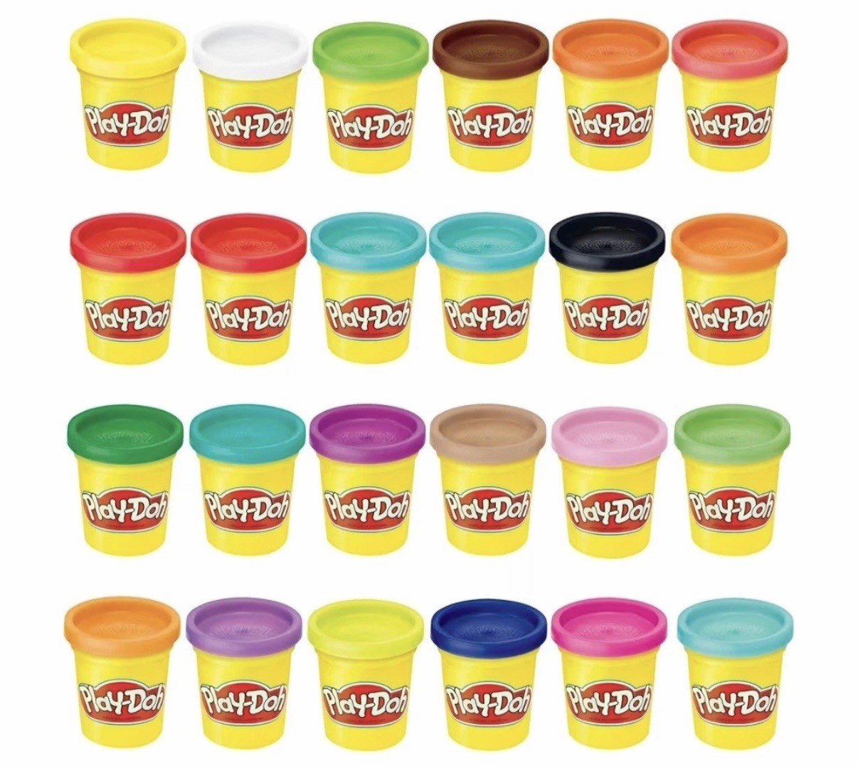 Play-Doh Lot of 24 Assorted Colors of Modeling Compound Tubs Hasbro Play Doh