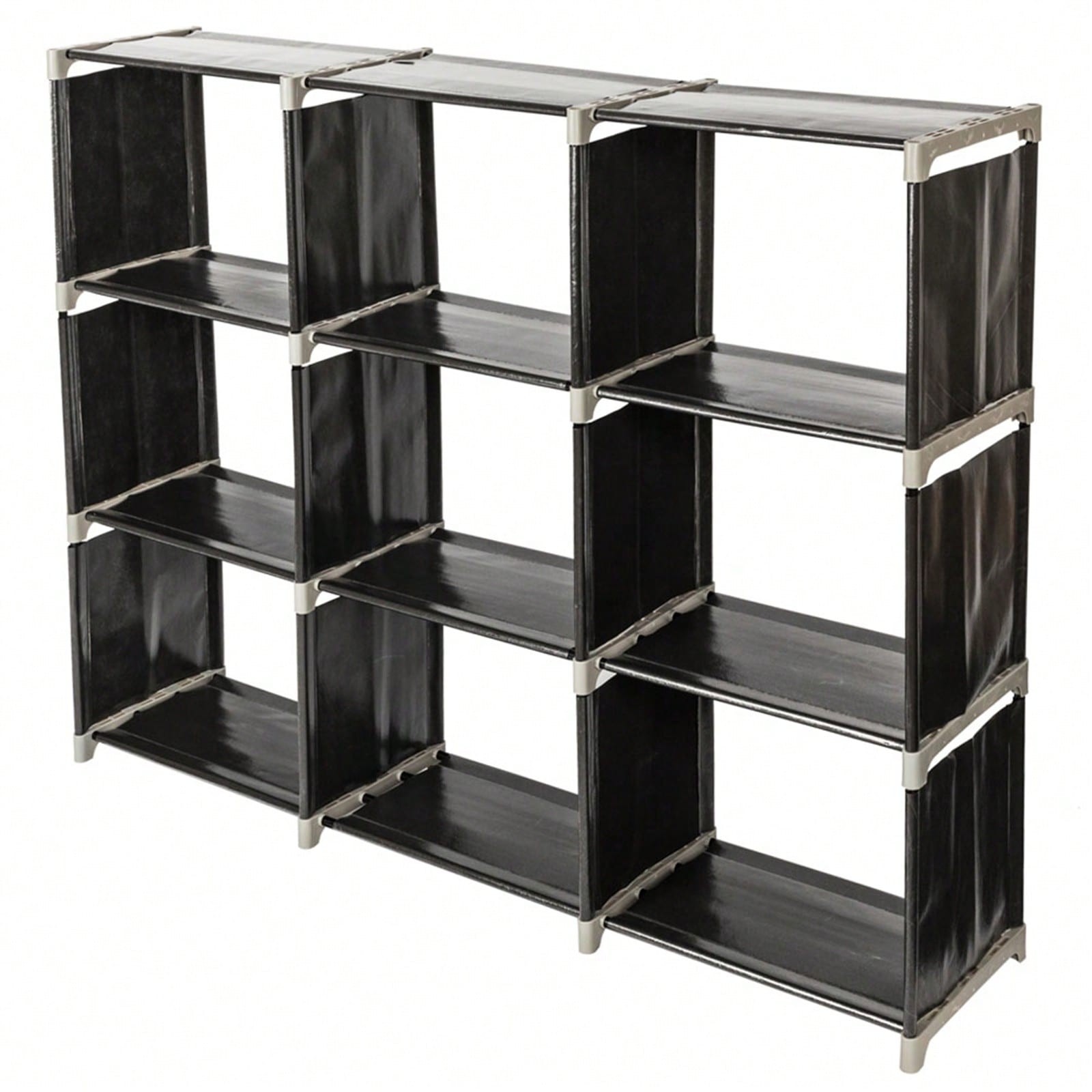 3 Tiers 9 Compartments Storage Shelf Black