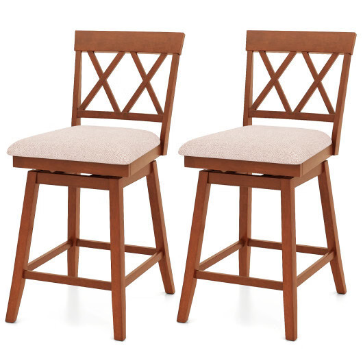 24 Inch Counter Height Barstools with Backrest and Upholstered Seat Cushion for