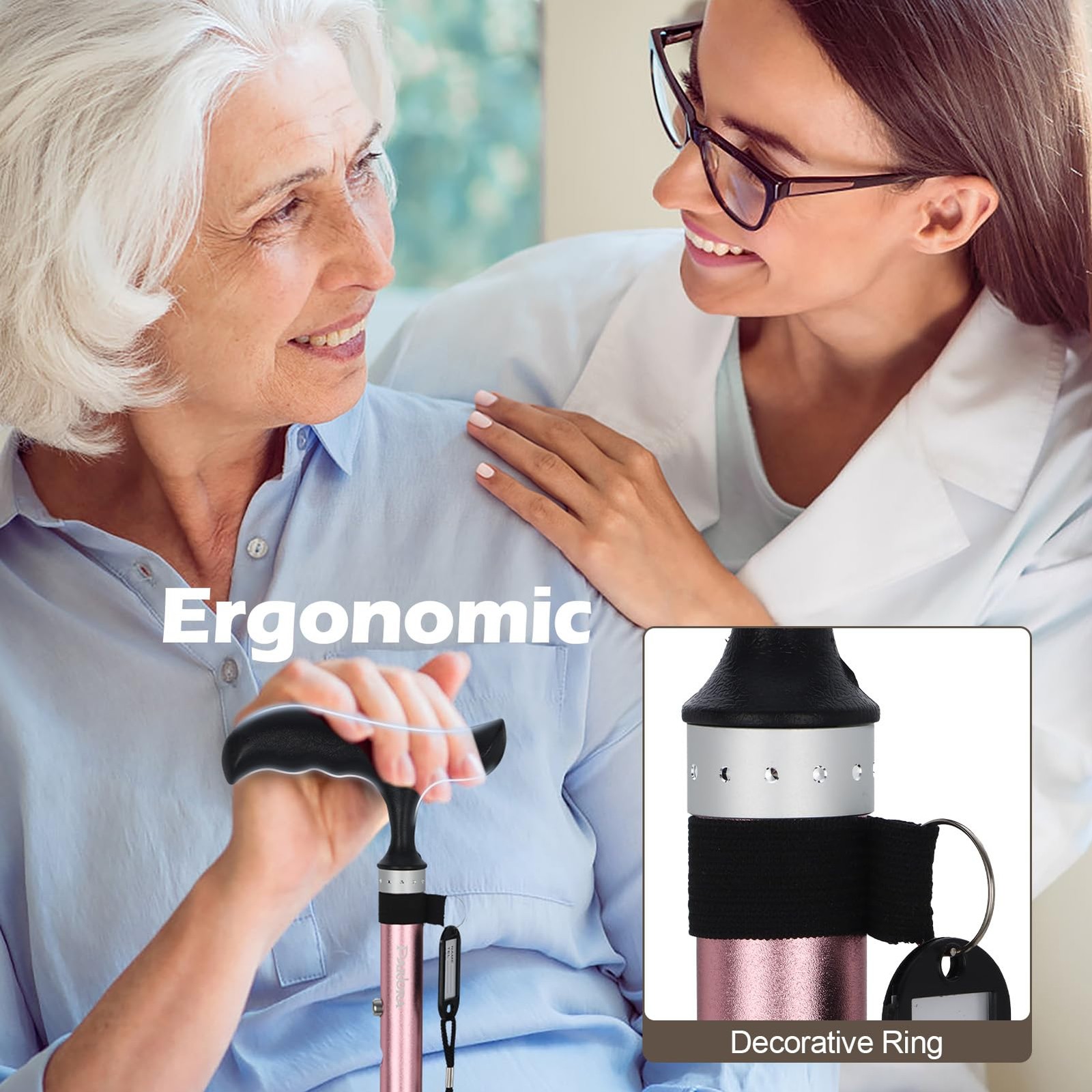 Folding Walking Cane for Women/Men-Lightweight,Adjustable,Collapsible Walking...