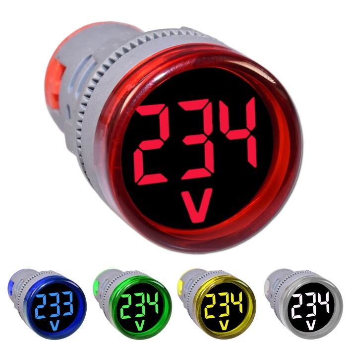 50-500V AC Digital Voltmeter Display LED Voltage Display Round Red Blue Green