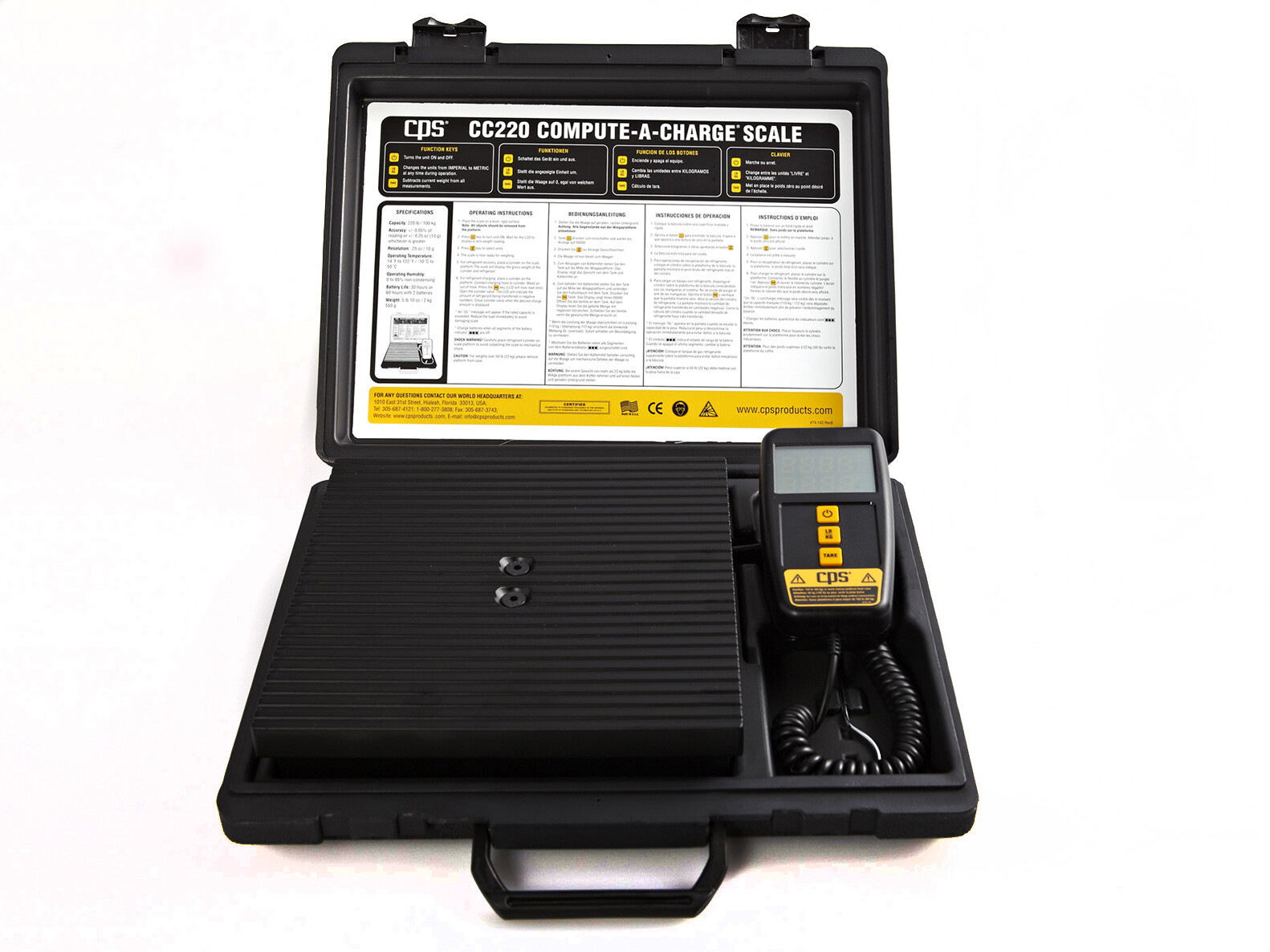 CPS CC220 Compute-A-Charge High Capacity Refrigerant Charging Scale; 220lb