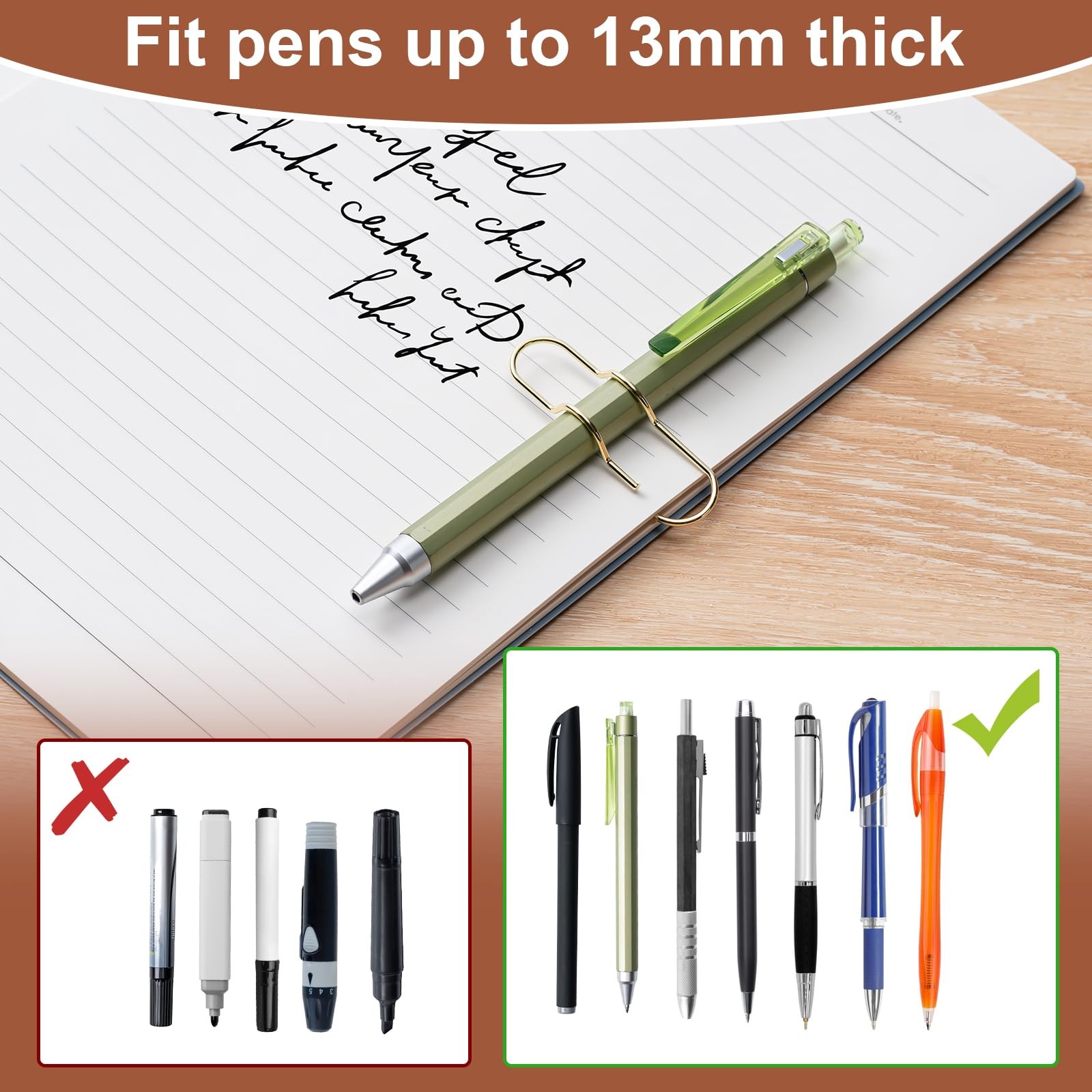 24 Pack Pen Holder for Notebook, Multi-Purpose Metal Paper Clip Pencil Holder...