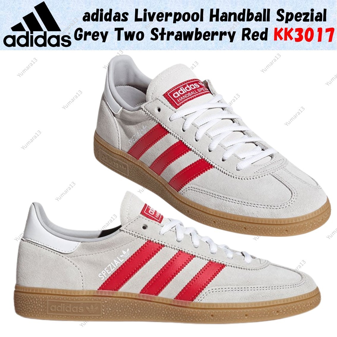 adidas Liverpool Handball Spezial Grey Two Strawberry Red KK3017 Men's Size