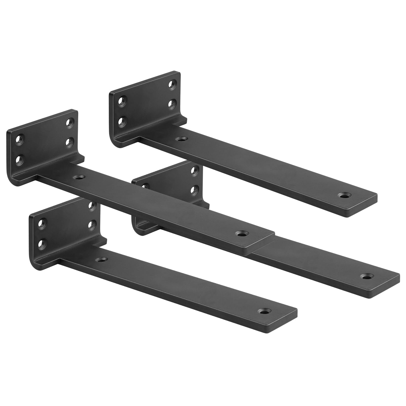 4 PCS 6 Inch Floating Shelf Brackets Black Metal Heavy Duty L Brackets DIY