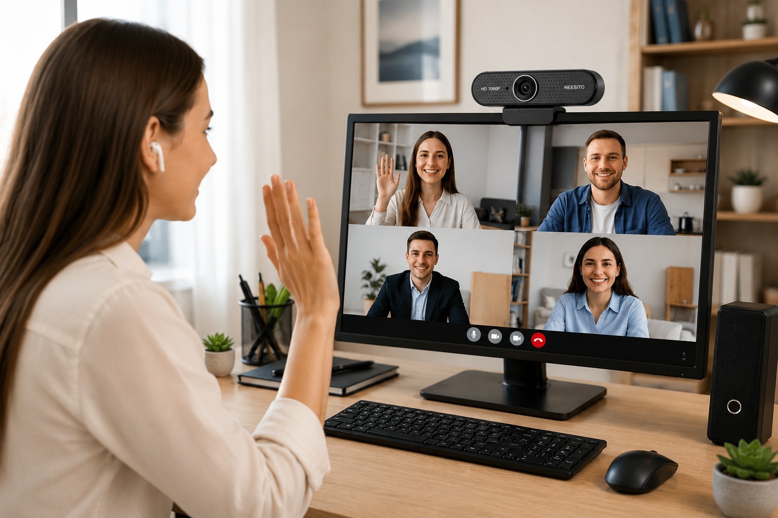 Webcam with Microphone and Speaker, 1080P Web Camera for Desktop Computer Laptop