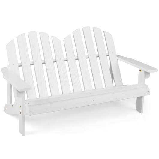 2 Person Adirondack Chair with High Backrest-White - Color: White