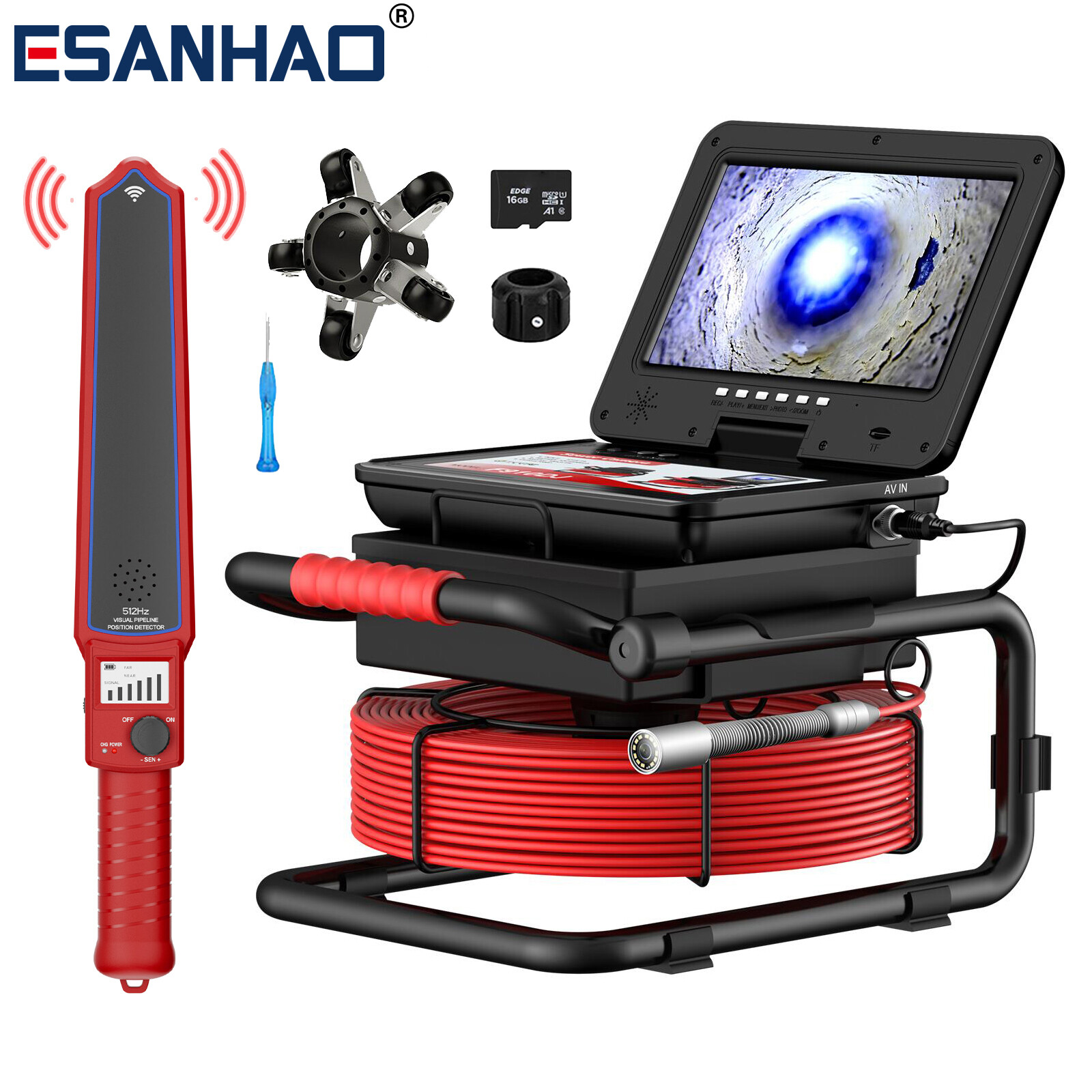 Drain Sewer Inspection Camera 512hz Pipe Inspection Camera Self Leveling 40M 10"
