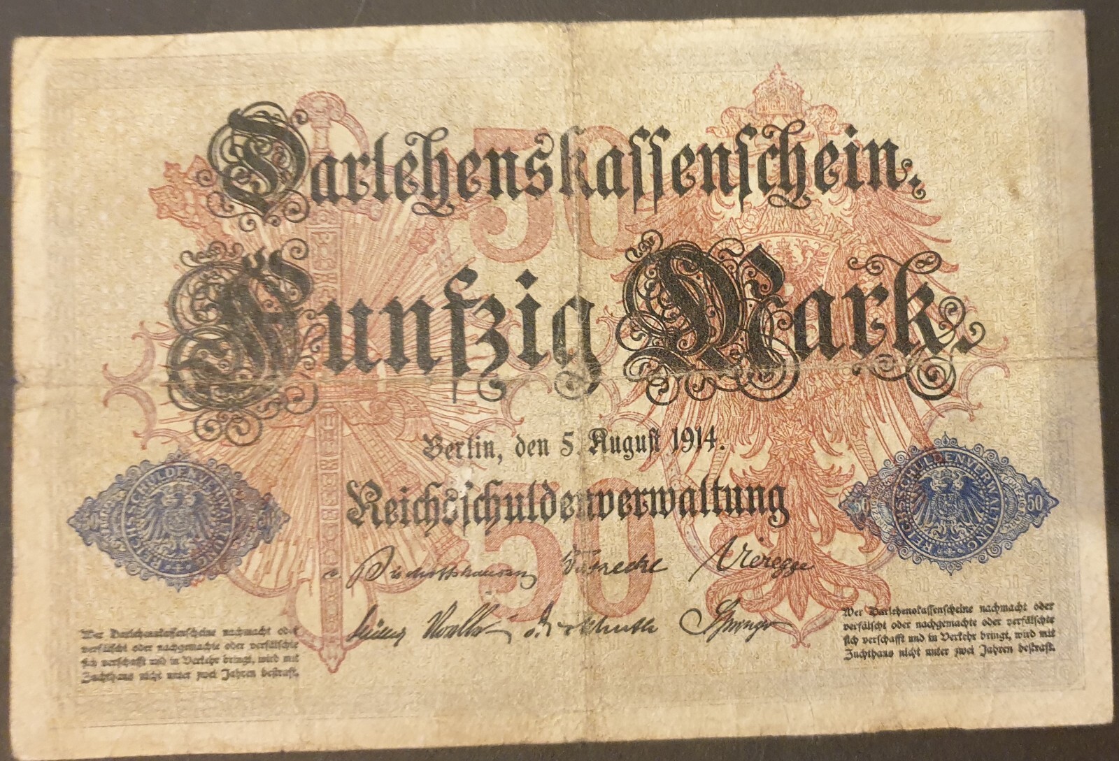 Banknote - 1914 Germany 50 Marks P#49b 2620825 Darlehenskassenscheine