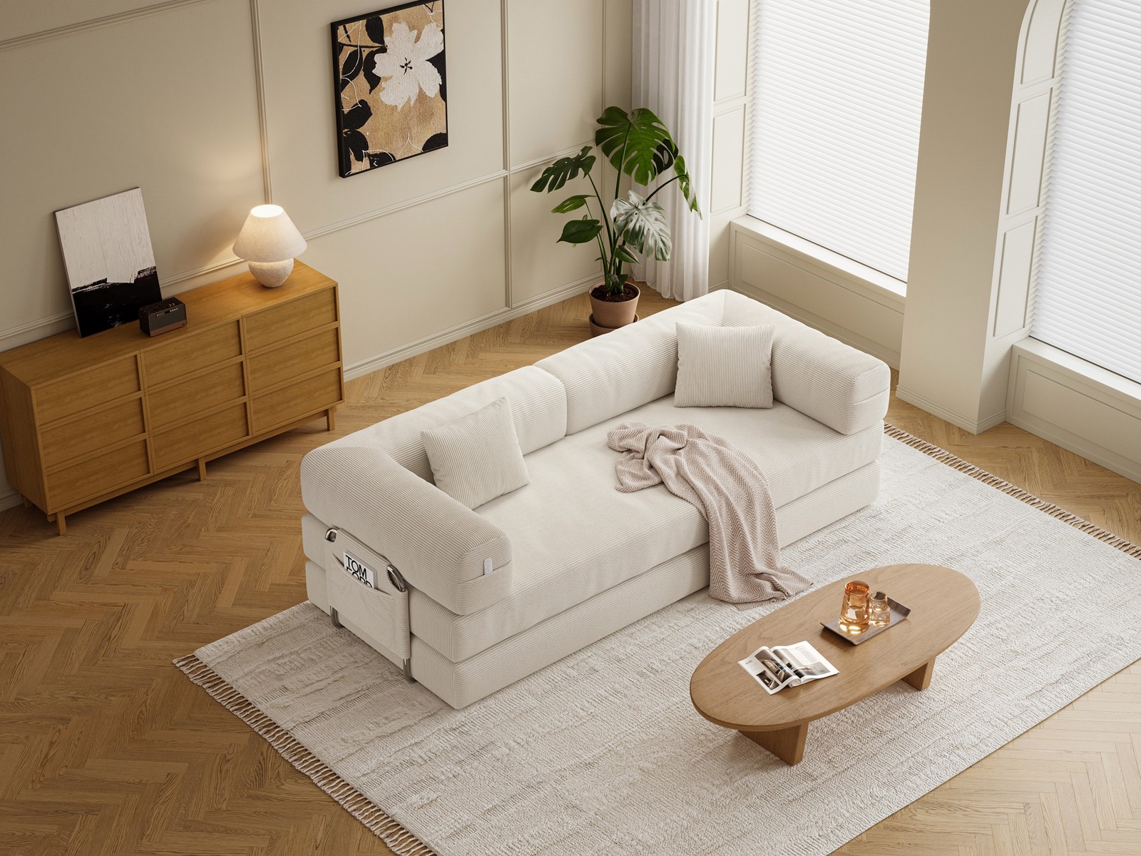 78.8inch Belfin Modular Sectional Sofa, Convertible Pudding Block Sofa, Floor St