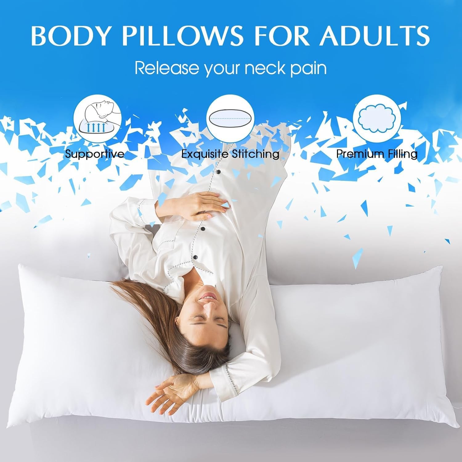 SHOUREN Cotton Body Pillow Insert - Cooling Insert, White