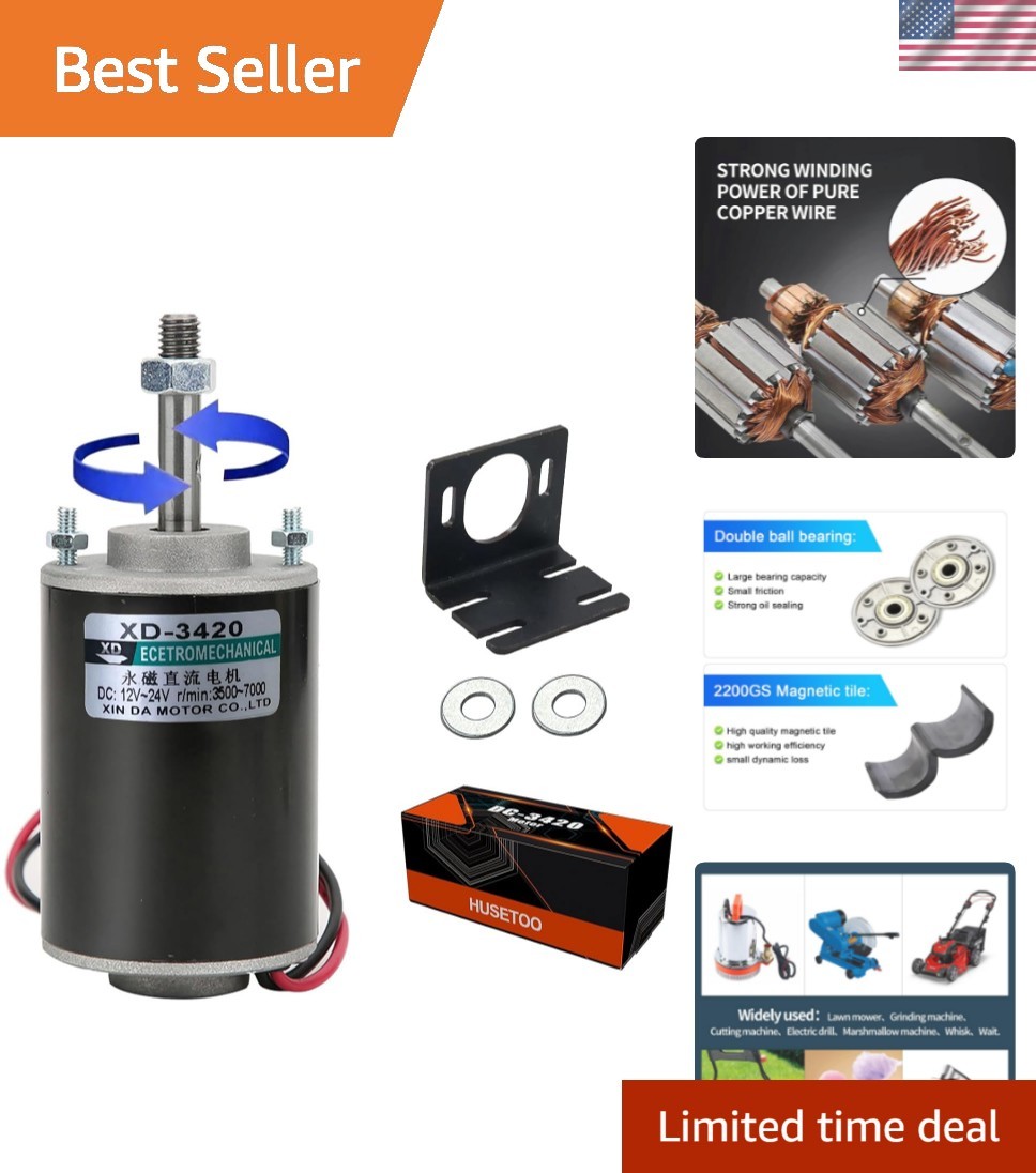 High Torque DC Motor 12 V/24 V Permanent Magnet Motor Mini DC Motor DIY Gener...