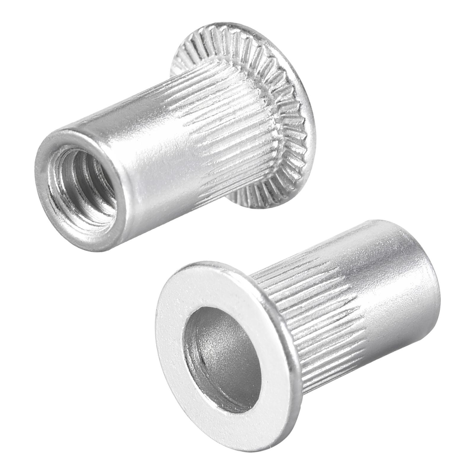 #8-32 Rivet Nuts Aluminium Alloy Knurled Flat Head Threaded Insert Nut 25pcs