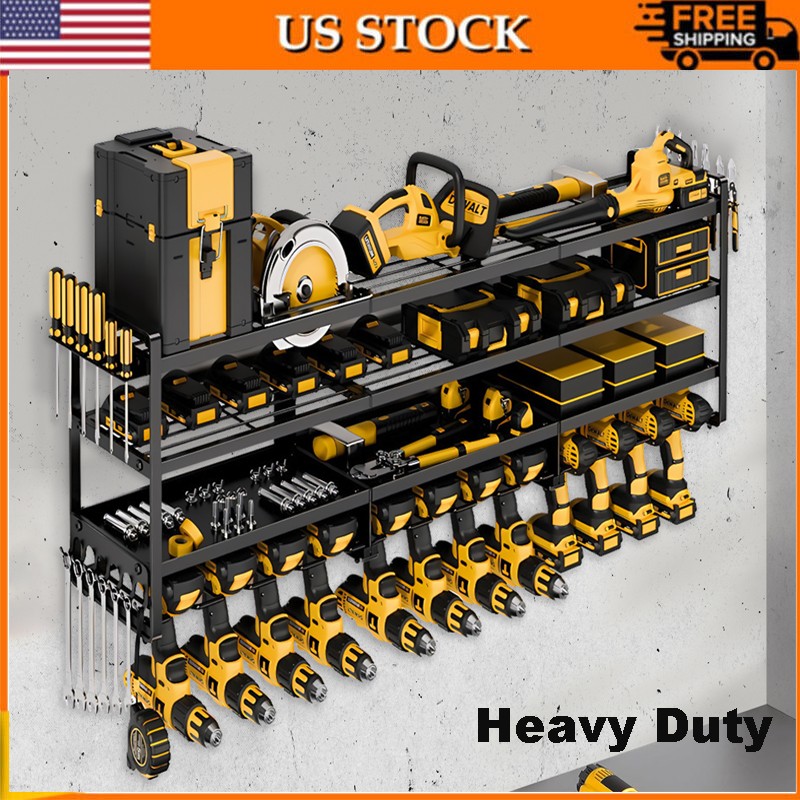 Heavy Duty Power Tool Organizer Drill 4Layer Holder Wall Mount Storage Rack XXXL