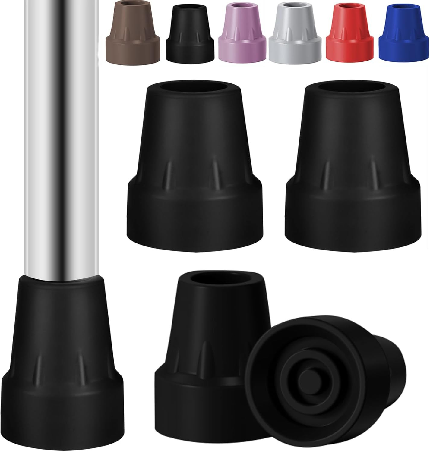 4 Pack Replacement Rubber Cane Tips 3/4 Inch Heavy Duty Rubber Crutch Tips Non S