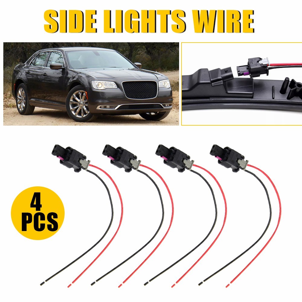 For Dodge Charger 2015-2023 4PCS Side Marker Light Wiring Harness Connector Plug