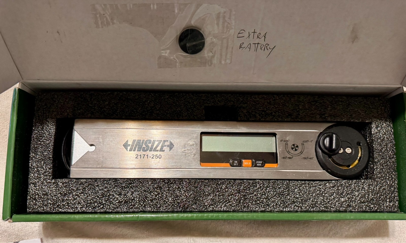 Insize Electronic Digital Protractor, 0-360° (2171-250)