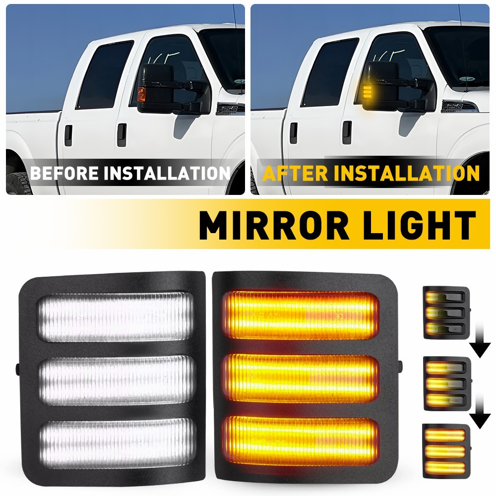 2X Dynamic LED Side Tow Mirror Light Turn Signal For 2008-2016 Ford F250-F550 SD