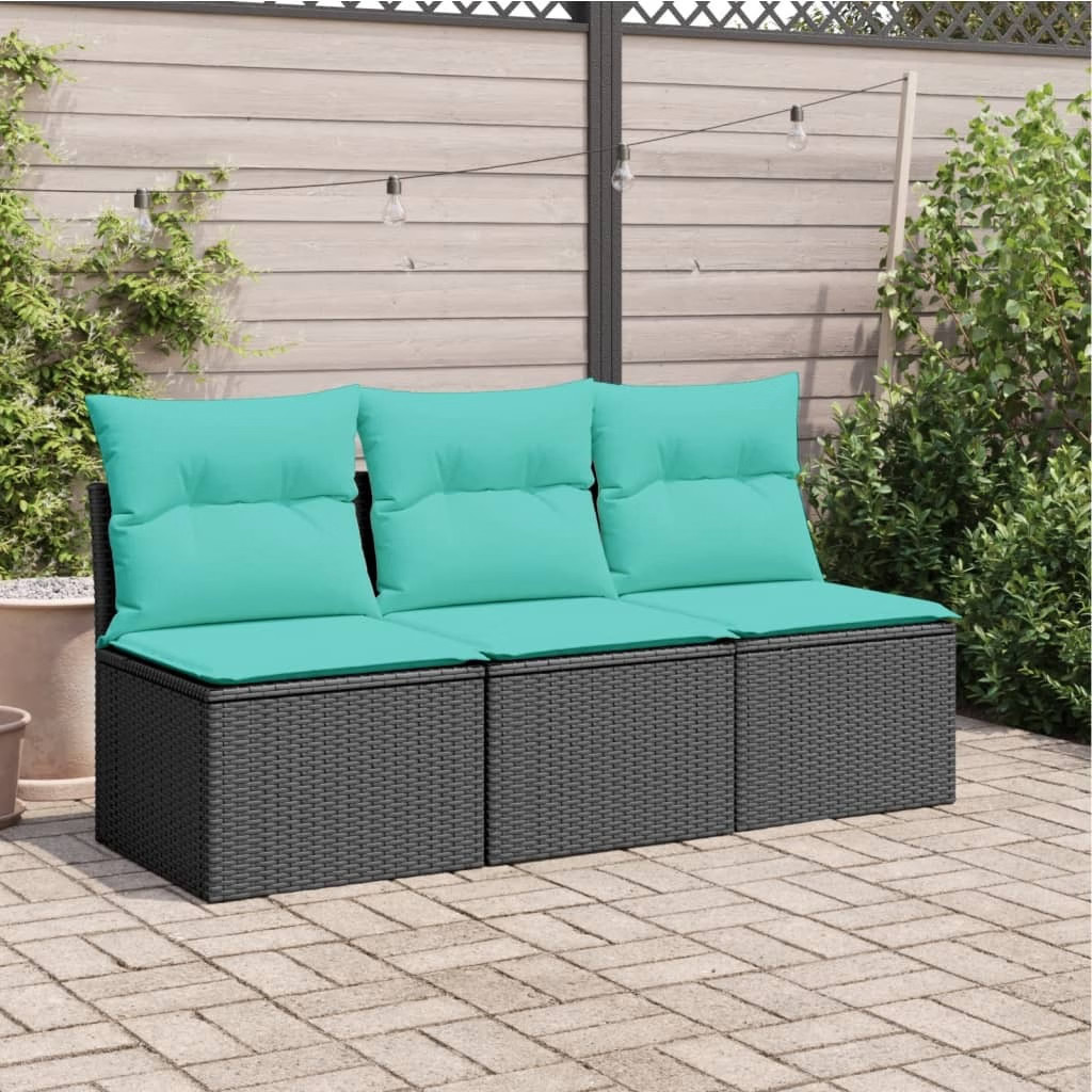 Garden Sofa Black 64.96 x 24.41 x 27.17 in Poly rattan