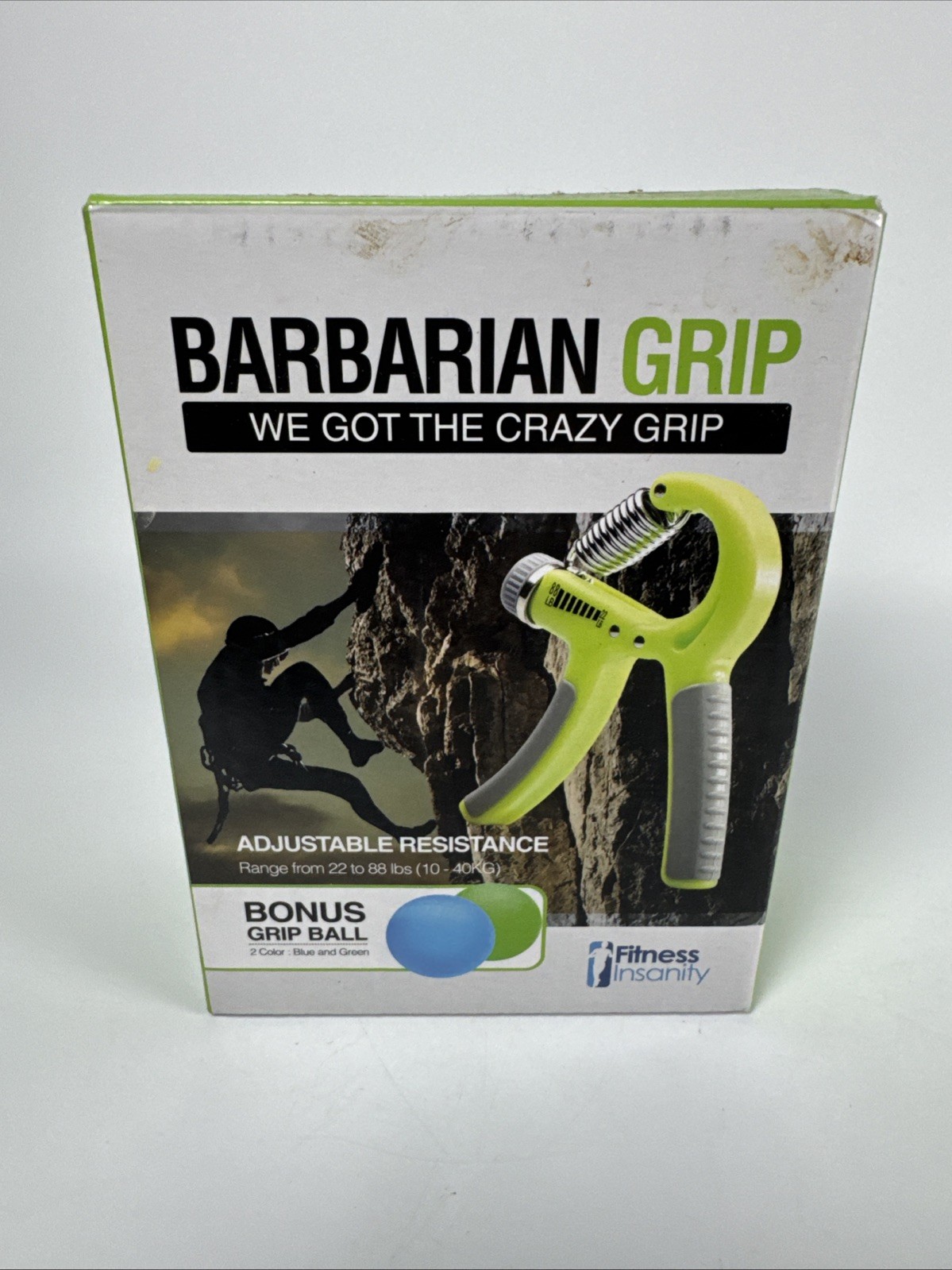 Fitness Insanity Barbarian Grip Hand Gripper With Bonus 2 Grip Balls Open Box