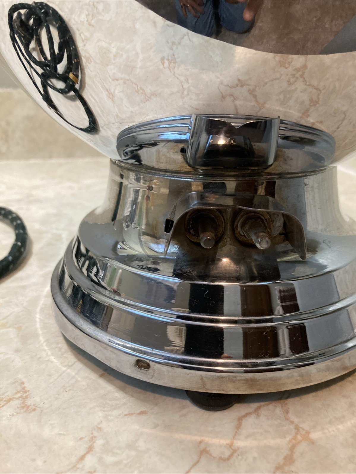 Vtg La Belle Silver Co. Chrome Ball Shape Electric Coffee Pot Urn 1955A Working