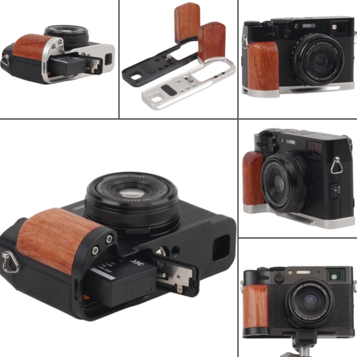 For Fujifilm X100VI Handmade Wooden handle Grip L Plate Alloy Base